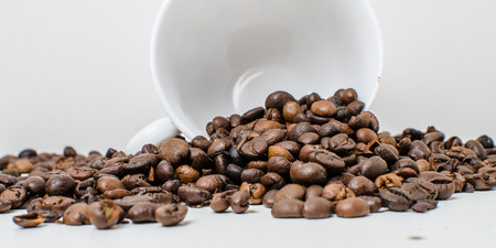 Roasted coffee beans to prepare a hot drink.