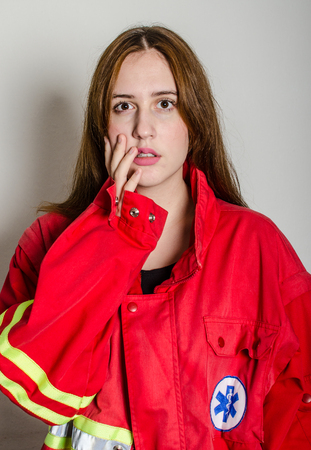 Rescuer afraidの写真素材