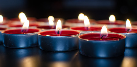 Red valentine burning candlesの写真素材