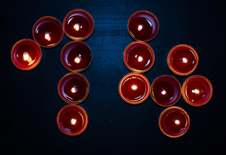 Red valentine burning candlesの写真素材