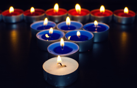 Blue valentine burning candles full of love