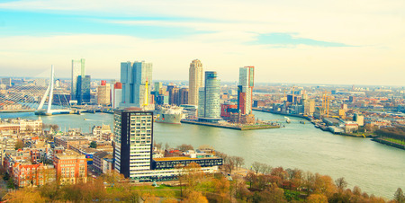 View of Rotterdam from the tower at the harbor.の写真素材