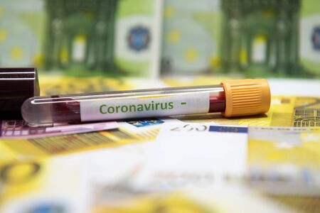 Euro money banknote as symbol economic recession..