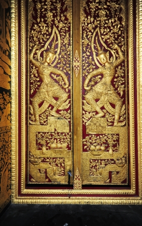 Native Thai style pattern on door templeのeditorial素材