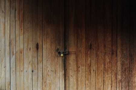 locked old wooden doorの写真素材