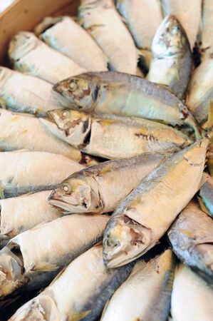 Mackerel fish in bamboo basket in Thailand
