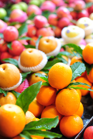 Mandarins orange in marketの写真素材