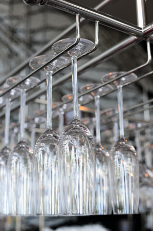 Empty glasses ready for use in the barの写真素材