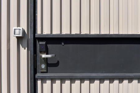 Electronic lock door on Container hotelの写真素材