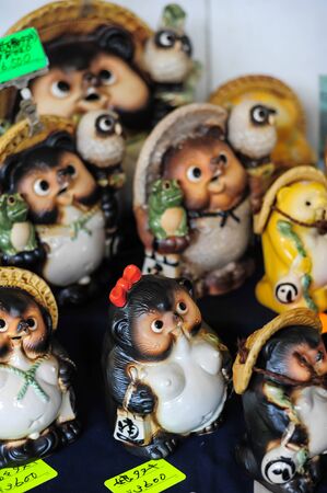Tanuki souvenir for saleの写真素材