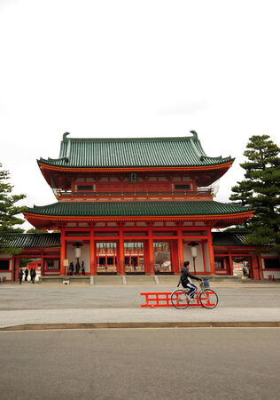 KYOTO, JAPAN - DECEMBER 24: Heian Shrine in Kyoto, Japan on December 24, 2014. Built in 1895, on the 1,100th anniversary of Kyoto. Enshrines Emperor Kanmu who transferred the capital from Naraのeditorial素材