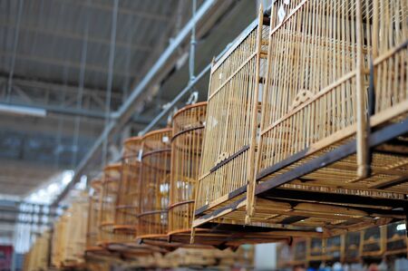 Thai style wooden bird cage in local market