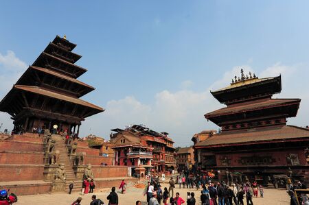 BHAKTAPUR, NEPAL-FEBRUARY 17, 2015: Nyatapola Pagoda on Taumadhi Square in Bhaktapur, Kathmandu Valley, Nepal., on February 17, 2015.のeditorial素材