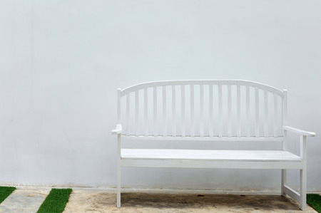 White woodenchair on white wall backgroundの写真素材