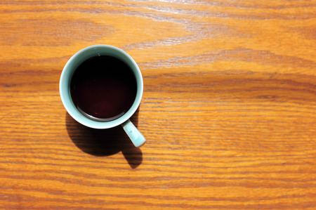 Delicious coffee americano on wood tableの写真素材