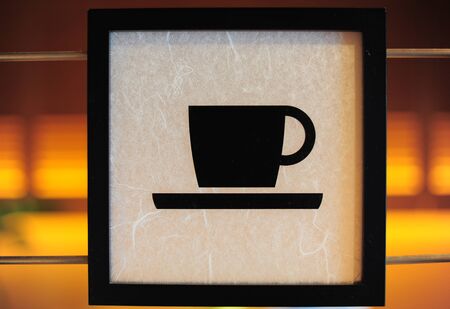 Coffee cup signs in restaurantの写真素材