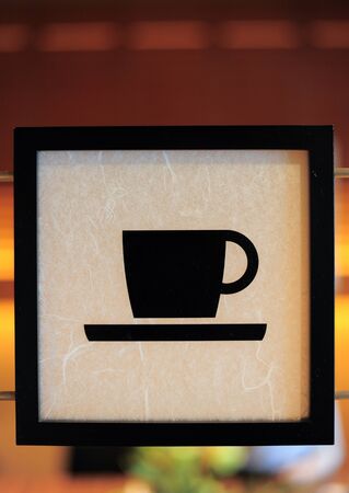 Coffee cup signs in restaurantの写真素材