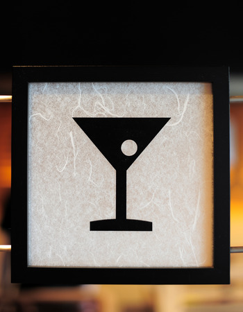 Wine glass signs in restaurantの写真素材
