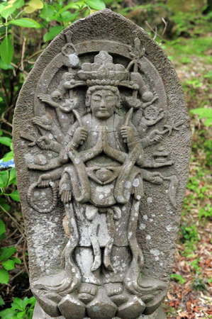 MATSUSHIMA, JAPAN - JULY 8, 2015 : Buddhist statue located along the entrance to the Zuiganji Temple in Matsushima. The area is considered one of the Three Most Scenic Spots in Miyagi District , Japanのeditorial素材