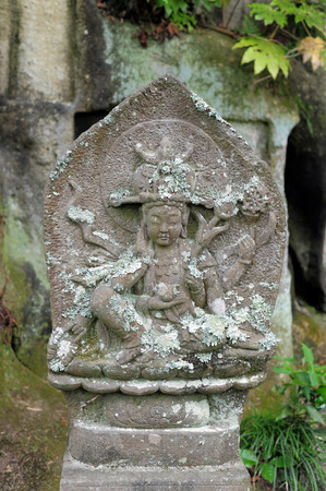 MATSUSHIMA, JAPAN - JULY 8, 2015 : Buddhist statue located along the entrance to the Zuiganji Temple in Matsushima. The area is considered one of the Three Most Scenic Spots in Miyagi District , Japanのeditorial素材