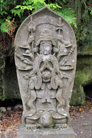 MATSUSHIMA, JAPAN - JULY 8, 2015 : Buddhist statue located along the entrance to the Zuiganji Temple in Matsushima. The area is considered one of the Three Most Scenic Spots in Miyagi District , Japanのeditorial素材