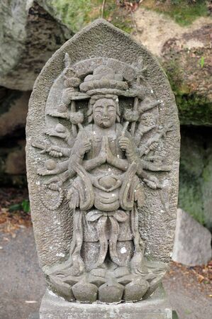 MATSUSHIMA, JAPAN - JULY 8, 2015 : Buddhist statue located along the entrance to the Zuiganji Temple in Matsushima. The area is considered one of the Three Most Scenic Spots in Miyagi District , Japanのeditorial素材