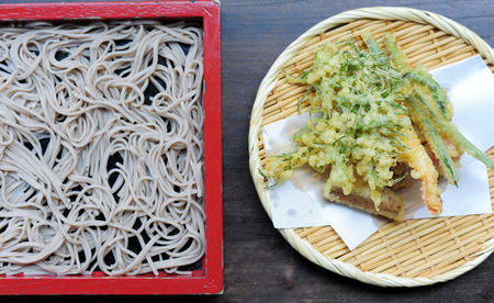 Japanese food Soba noodle with tempuraの写真素材