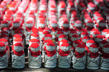 Jizo statue with shallow depth of fieldの写真素材