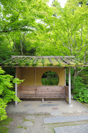 Japan seating style in zen gardenの写真素材