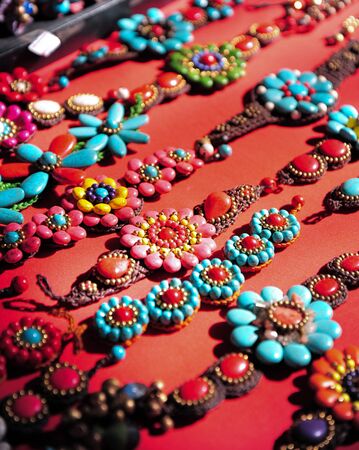 Colorful bead bracelet souvenir at Koh Samui market.の写真素材