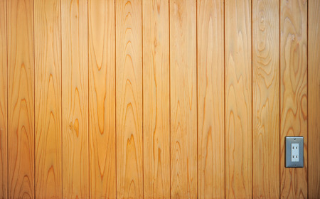 Wooden wall with plugの写真素材