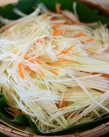 Raw papaya for papaya salad or som tumの写真素材