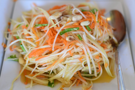 Somtum or Papaya salad native food in the northeast of Thailand.の写真素材