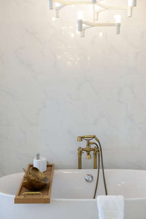 Interior of a modern room in white decor with a comfortable.の写真素材