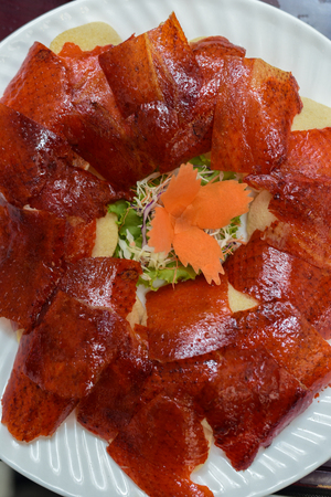 Peking duck skin deep fried serveの写真素材