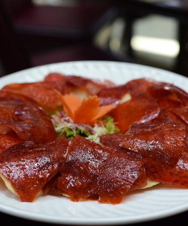 Peking duck skin deep fried serveの写真素材
