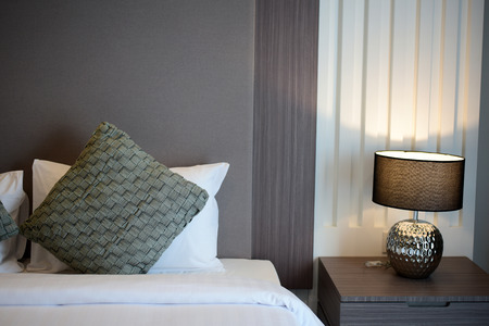 Interior of cozy bedroom in modern designの写真素材