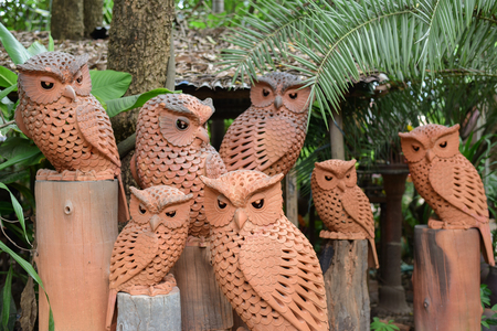 Owl clay doll for decoredの写真素材