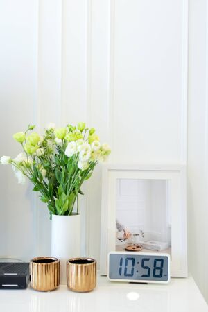 Interior of a modern room in white decor with a comfortable.の写真素材