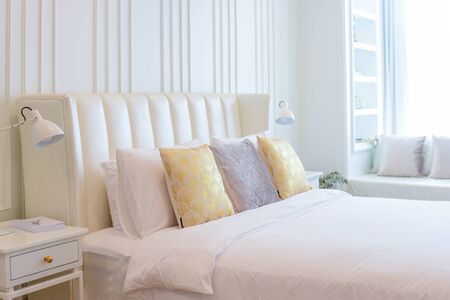 Interior of a modern room in white decor with a comfortable.の写真素材