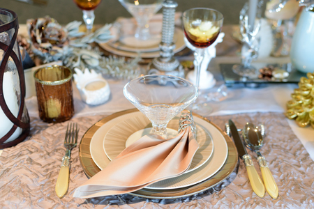 Elegance Luxury Tableware Setup for Dinnerの写真素材