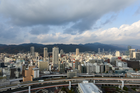 KOBE, JAPAN - December 9, 2016: Kobe town view on top of Kobe port tower  in Kobe, Japan.のeditorial素材