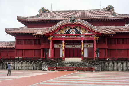 OKINAWA, JAPAN - SEPTEMBER 26 ,2016:  Shuri Castle was the palace of the Ryukyu Kingdom,designated as a World Heritage Site in December of 2000, the 11th World Heritage Site in Japan.のeditorial素材