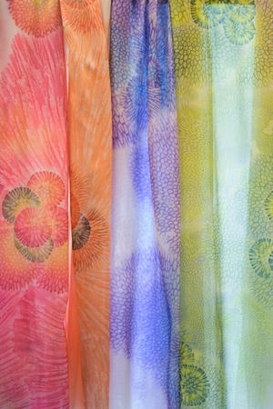 Shuri Ryusen made with coral dye crafts,on silk is one of the historical Okinawa.の写真素材