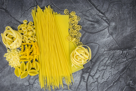 Pasta in assortment close-up. pasta of various shapes.の写真素材