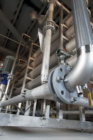 Pipes, tubes, machinery and steam turbine at a power plant