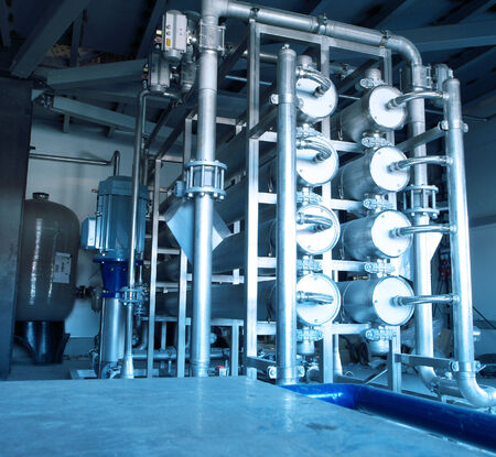 Equipment, cables and piping as found inside of  industrial power plantの写真素材