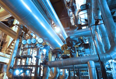 Industrial zone, Steel pipelines, valves and ladders