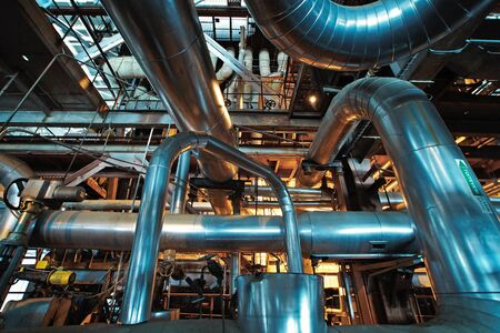 Industrial zone, Steel pipelines, valves and ladders