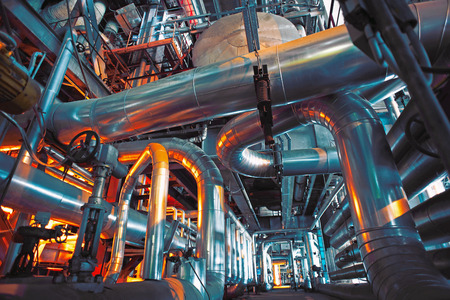 Equipment, cables and piping as found inside of a modern industrial power plantのeditorial素材